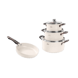 Bộ Nồi Chống Dính Ceramic Kim Hằng Thanh Xuân KHG8099 (Set 4 Món) – Sang Trọng & An Toàn Sức Khỏe